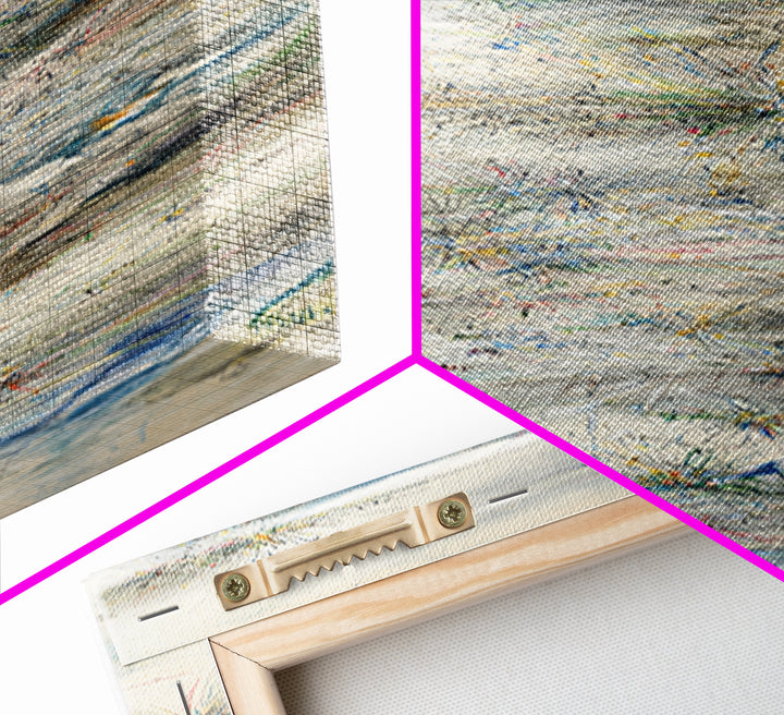 Misty Abstract Landscape With Fine Lines Framed Canvas Print, Contemporary Wall Art, Neutral Home Decor For Office And Living Room