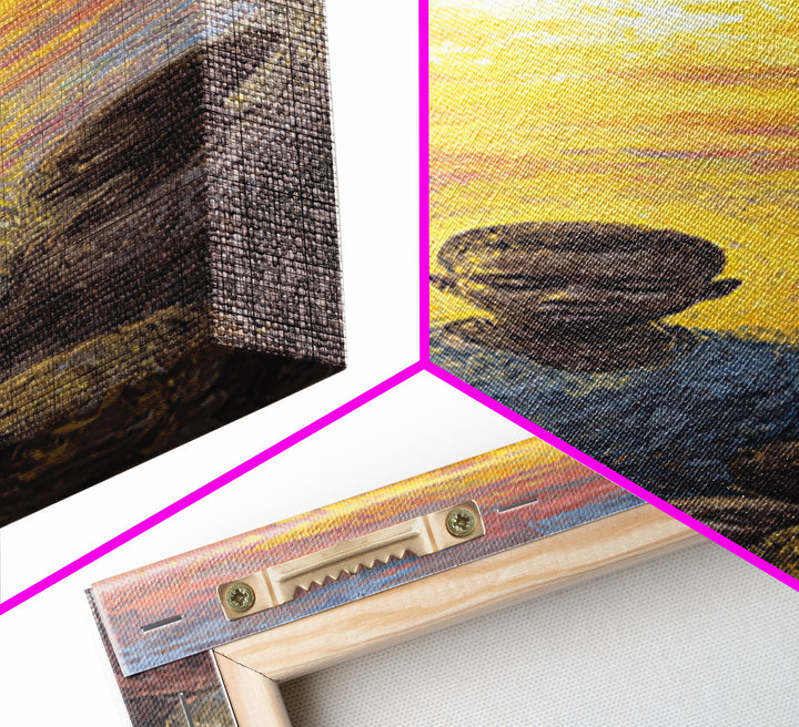 African Children Gathered In Golden Sunset Wall Art, Black Family Art, Motherland Portrait, Warm Cultural Home Decor Gift