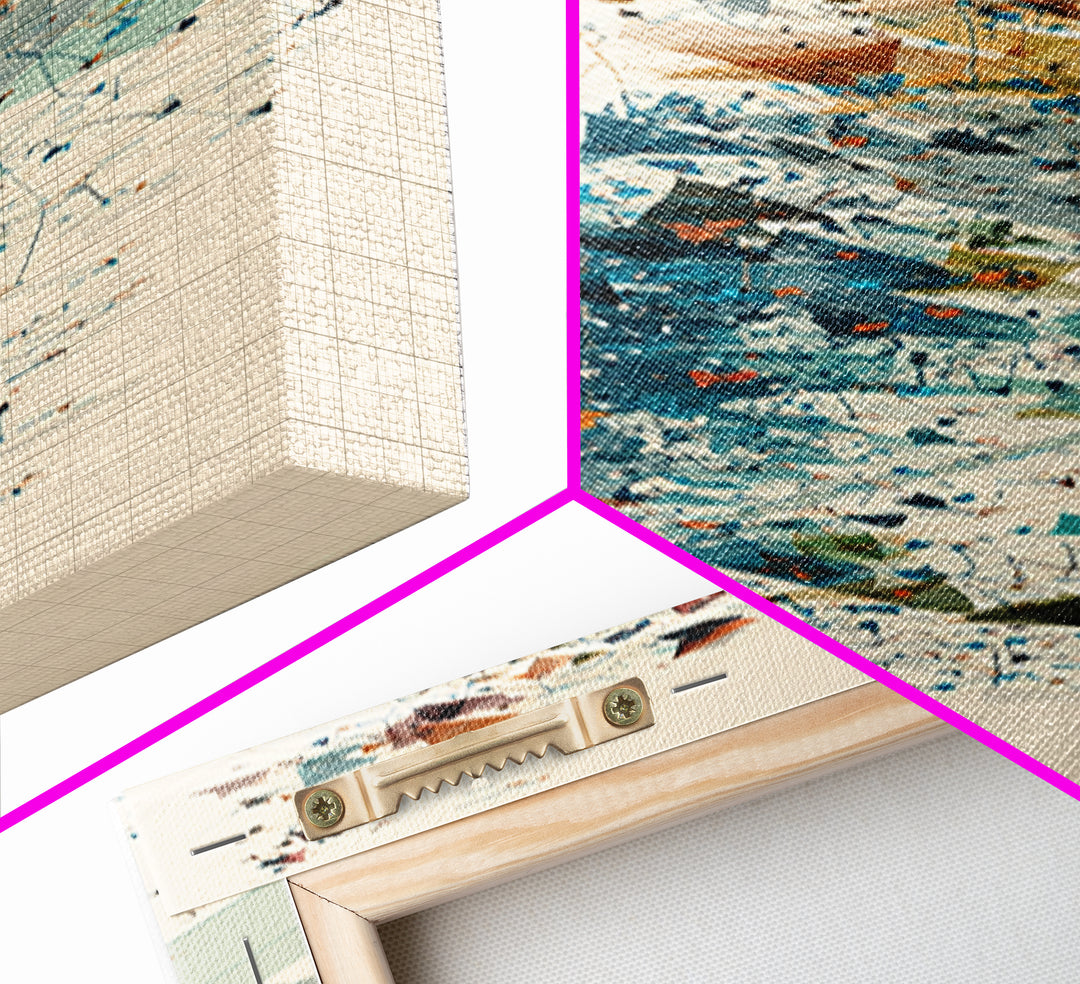 Teal Gold Abstract Shards Wall Art, Modern Geometric African Inspired Canvas Decor, Minimalist Office Art, Unique Home Decor
