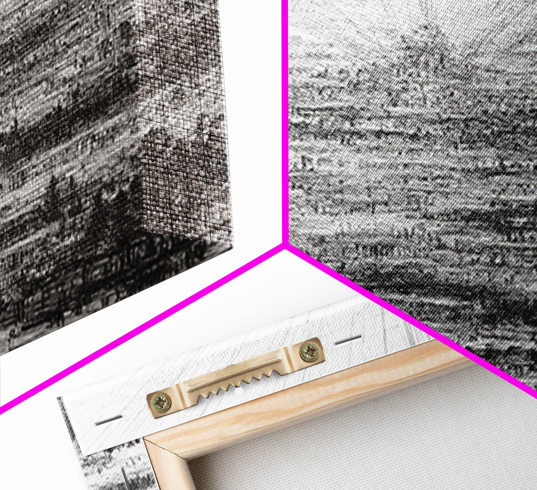 Monochrome Futuristic City Spire Canvas Print, Abstract Urban Architecture Wall Decor, Minimalist Black And White Art Poster