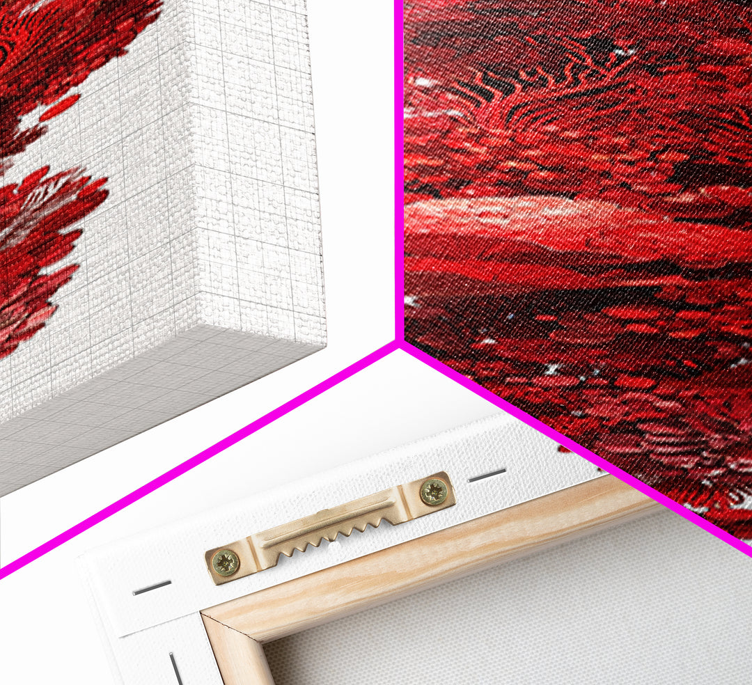 Red Coral Floral Abstract Sculpture Canvas Print, Modern African Art, Abstract Wall Art, Botanical Home Decor, Statement Gift