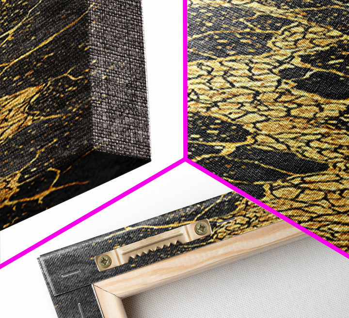 Black And Gold Kintsugi Crack Abstract Wall Art, Modern Canvas Art, Luxury Canvas Print, Textured Art Print, Bold Decor Gift