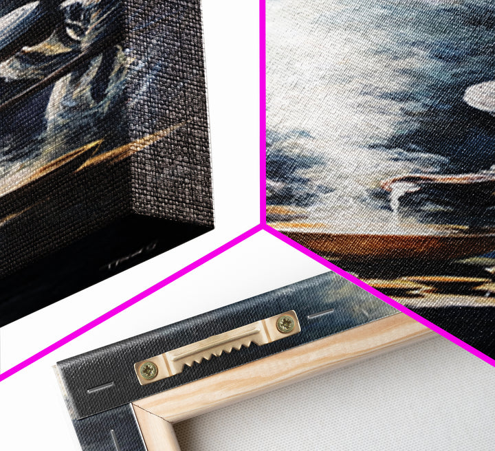 African Steam Ritual Wall Art, Dark Ceremonial Canvas, Men In White Headwraps, Afrocentric Tribal Decor, Spiritual Print