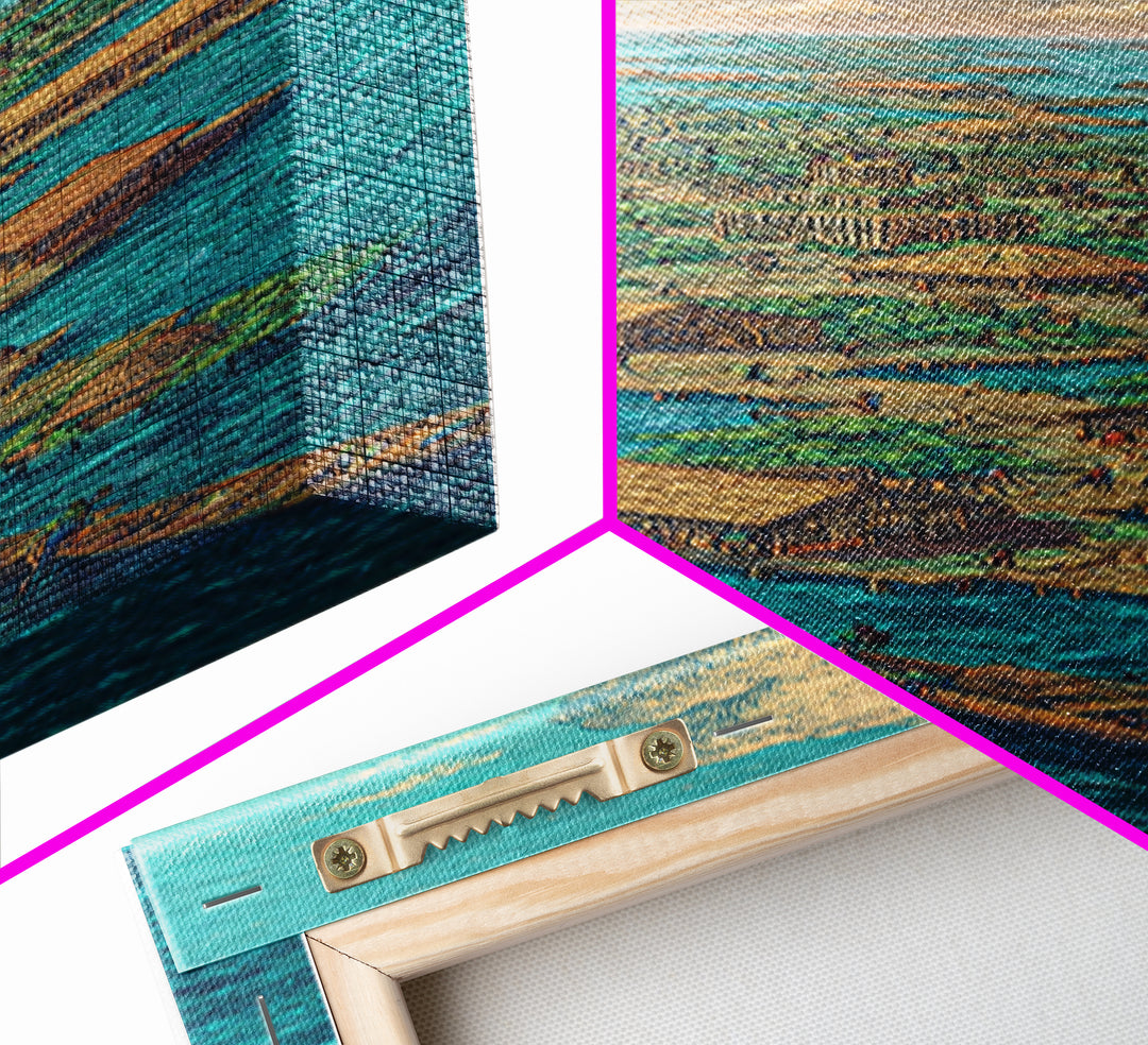 Floating African Water Village Wall Art, Turquoise Ocean Huts, Afrocentric Decor, African Landscape, Coastal Canvas Print