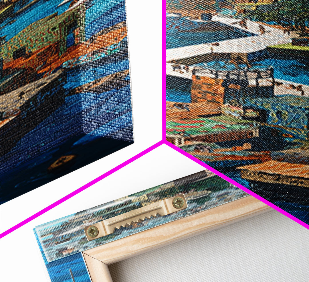 Stilted African Water City Wall Art, Urban Coastal Village, Afrocentric Wall Decor, Modern African Art Canvas Print, Home Decor