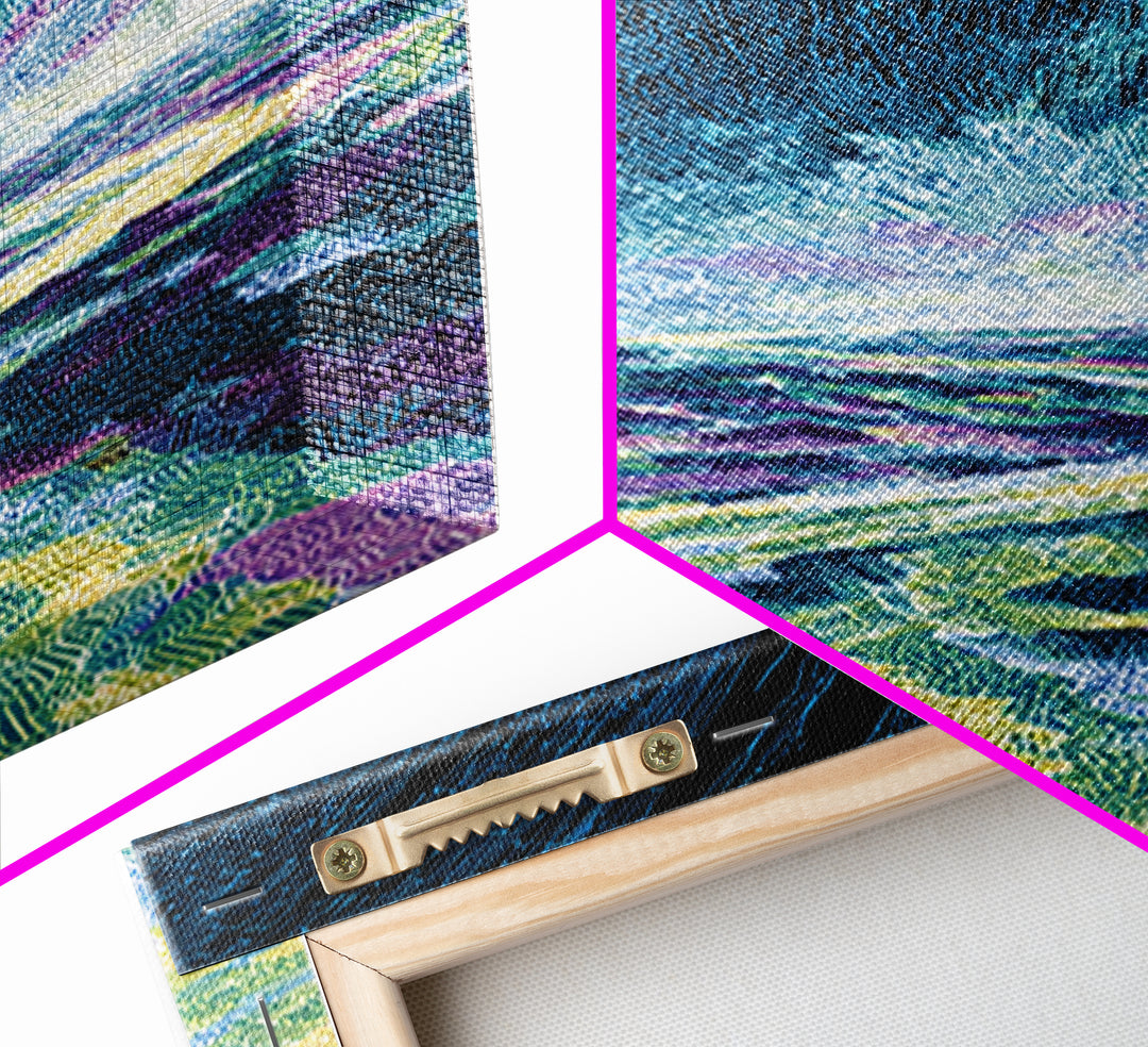 Blue Cosmic River Abstract Canvas Print, Mystical Wall Art, Modern Psychedelic Landscape, Unique Home Decor Gift For Him