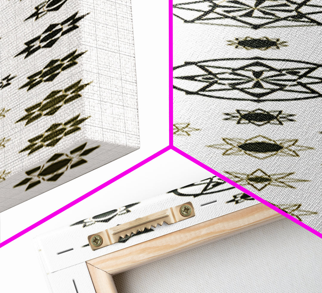 Sacred Geometry Star Pattern Canvas Print, Gold Green Mandala Wall Decor, Minimalist Art, Spiritual Wall Art, Boho Decor