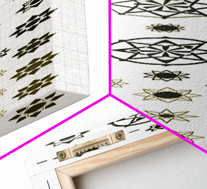 Sacred Geometry Star Pattern Canvas Print, Gold Green Mandala Wall Decor, Minimalist Art, Spiritual Wall Art, Boho Decor
