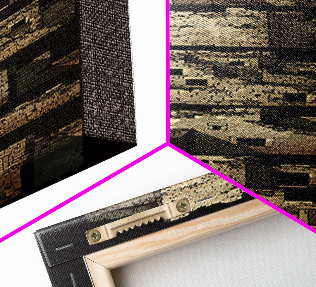 Stacked Desert Stone Ruins On Black Framed Canvas Print, Ancient African Architecture, Tribal Wall Decor, Archaeology Art