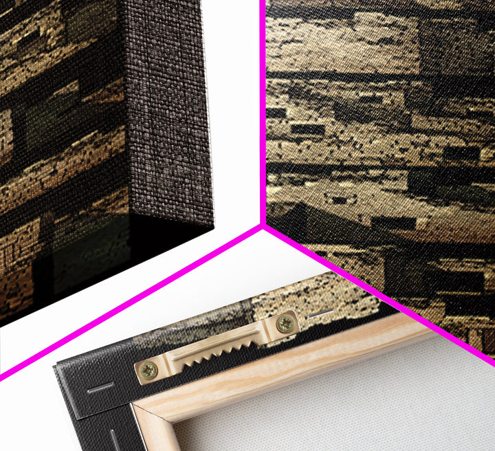 Stacked Desert Stone Ruins On Black Framed Canvas Print, Ancient African Architecture, Tribal Wall Decor, Archaeology Art