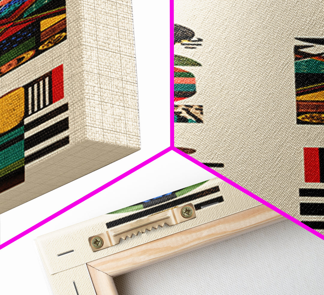 Abstract African Totem Wall Art, Geometric Tribal Symbols, Modern Afrocentric Decor, Ethnic Pattern Canvas For Home Gallery