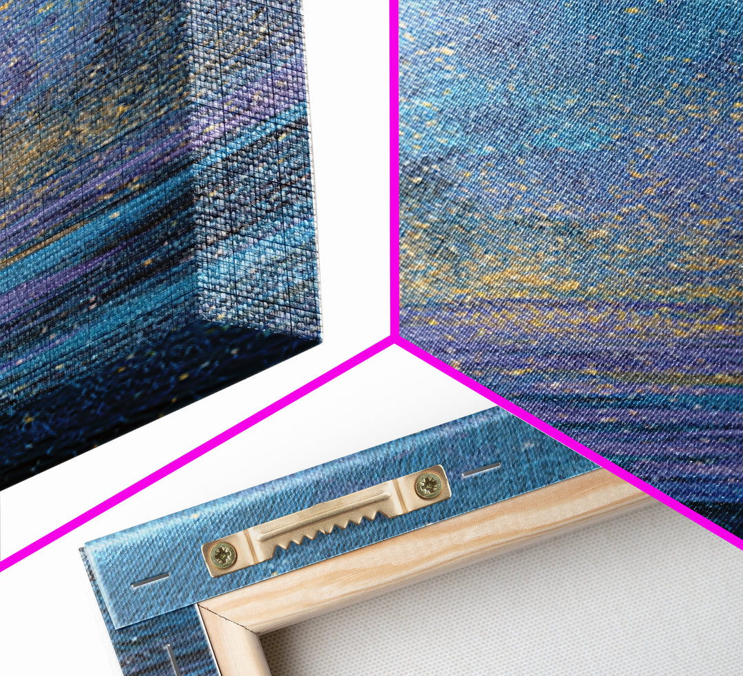 Blue Rainy Ocean Horizon Canvas Print, Dreamy Abstract Seascape, Coastal Bedroom Wall Decor, Modern Home Decor Gift For Her