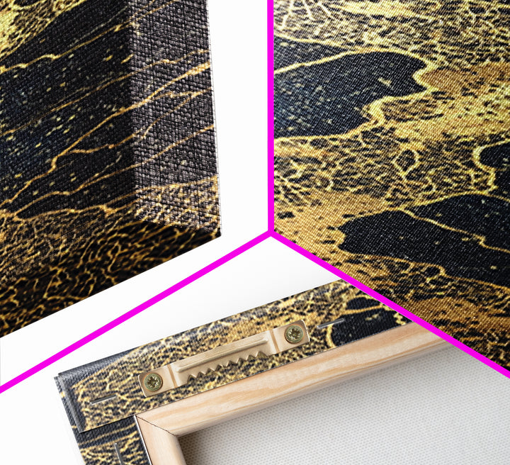 Black And Gold River Veins Wall Art, Abstract Geometric Texture, Luxury Canvas Decor, Modern Office Decor, Statement Gift
