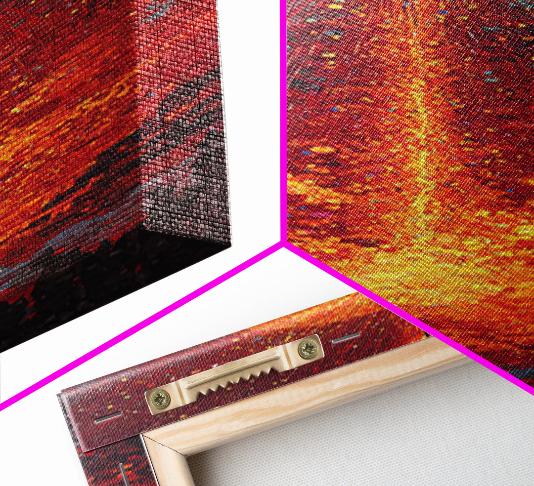 Solar Eclipse Fire Beam Wall Art, Red Orange Abstract Canvas Print, Mystical Space Decor, Modern Statement Home Decor Gift