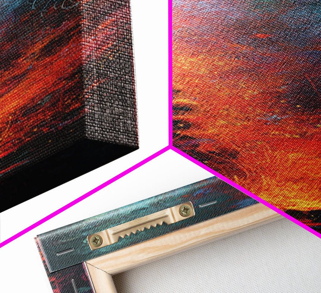 Cosmic Volcano Eruption Wall Art, Teal Red Orange Abstract Canvas Print, Dreamy Space Decor, Modern Large Wall Decor Gift