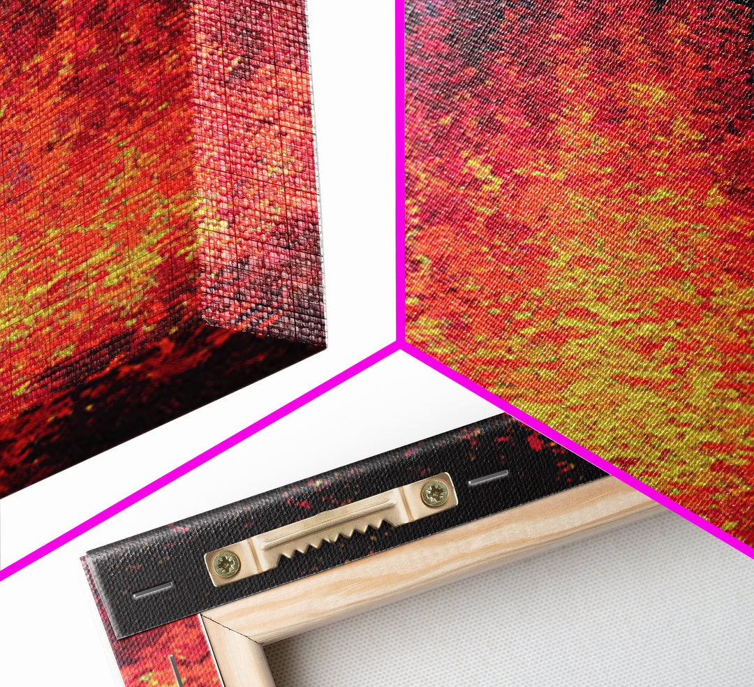 Blazing Red Orange Firefall Abstract Wall Art, African Inspired Canvas Print, Modern Black Decor, Statement Home Decor Gift