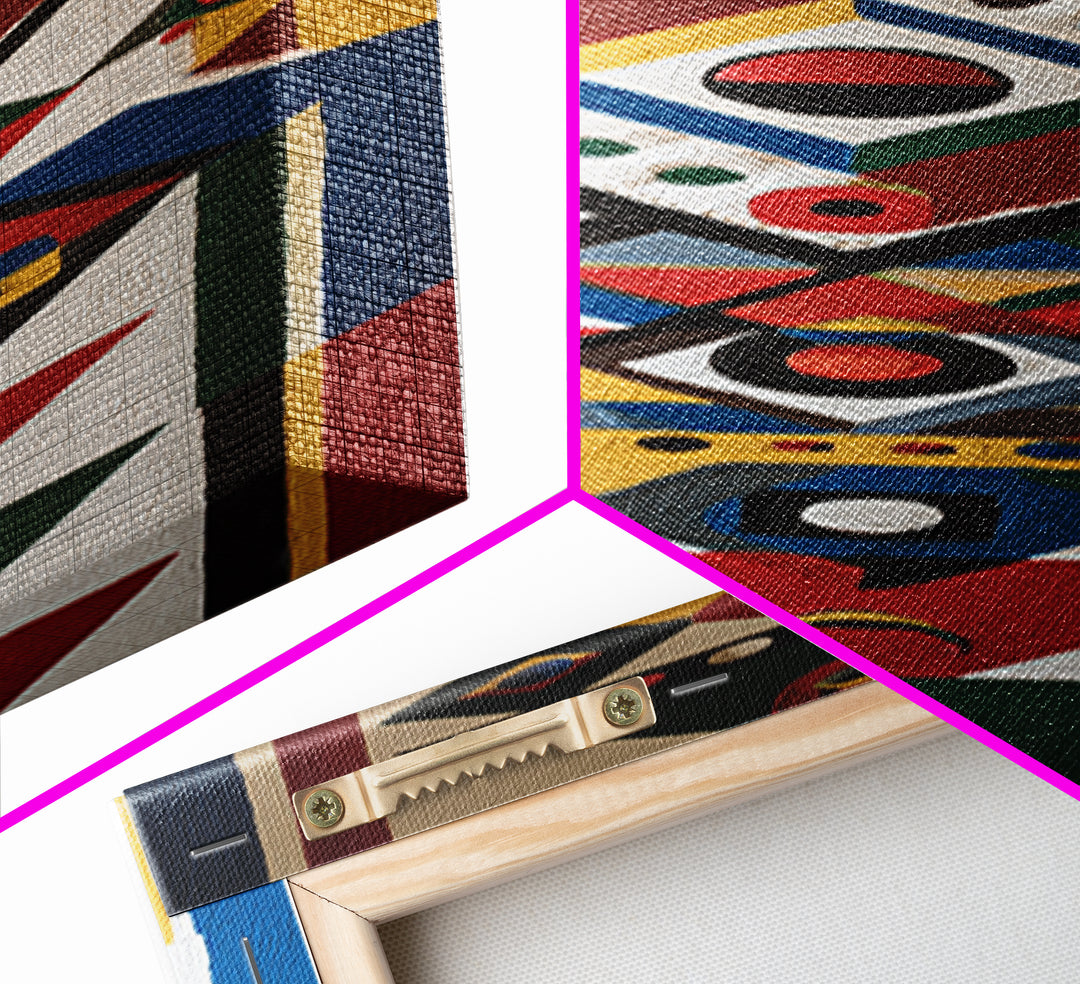 Colorful Geometric Tribal Mask Wall Art, African Abstract Canvas Print, Afrocentric Pattern Decor, Modern Boho Home Gift