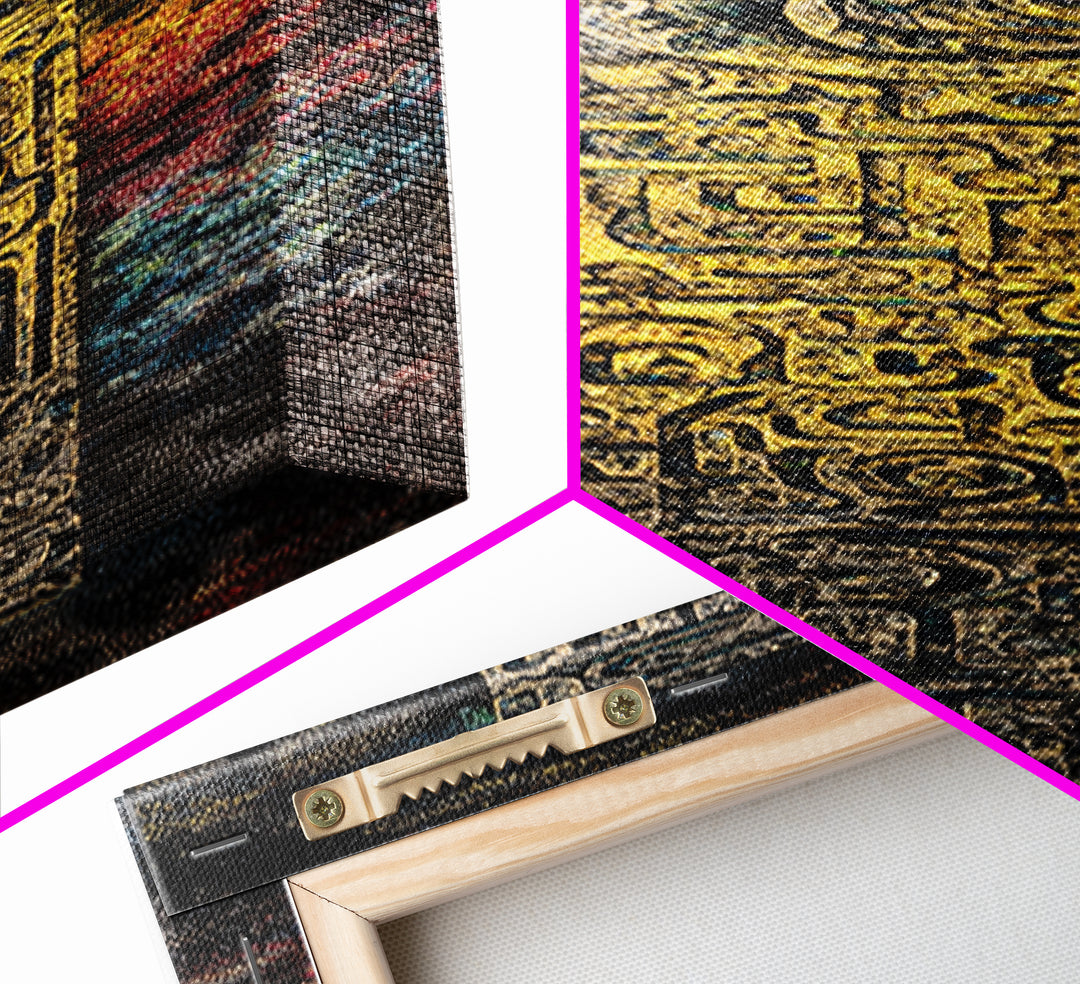 Ancient African Gold Glyph Wall Art, Mystical Canvas Print, Cosmic Tribal Abstract Decor, Spiritual Culture Poster Art Gift