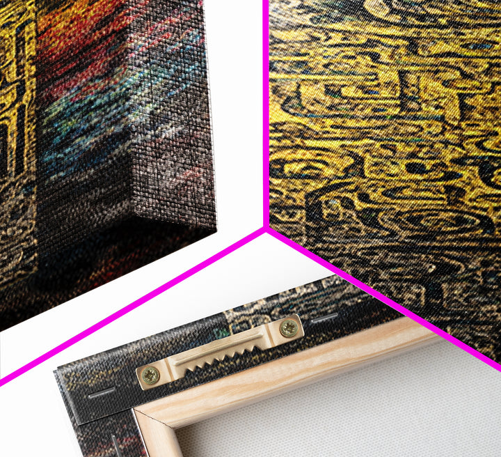Ancient African Gold Glyph Wall Art, Mystical Canvas Print, Cosmic Tribal Abstract Decor, Spiritual Culture Poster Art Gift