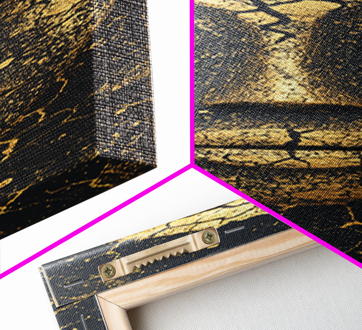 Cracked Gold African Mask Wall Art, Abstract African Portrait Canvas Print, Black And Gold Tribal Decor For Modern Home Gift