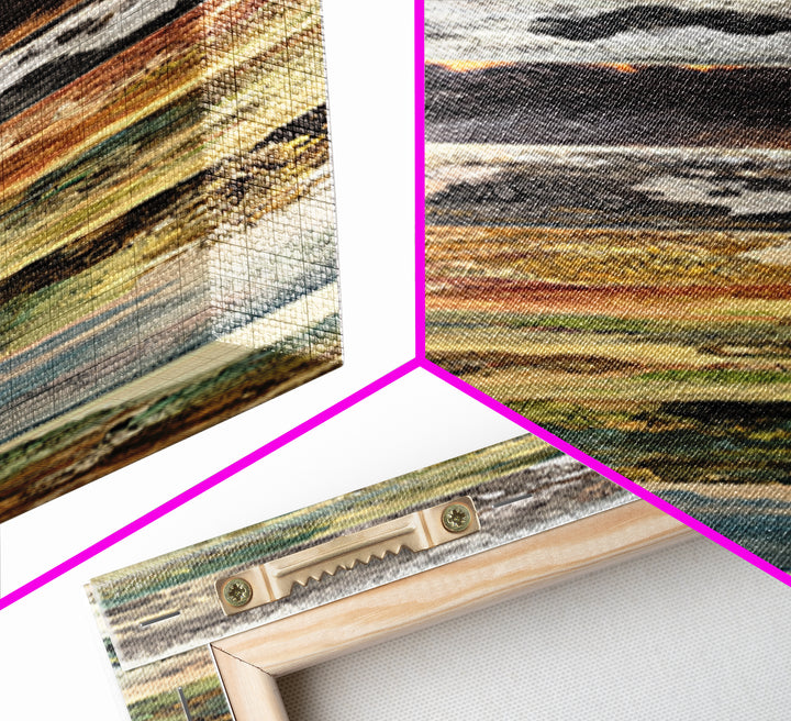 Layered Earth Tone Abstract Landscape Strips Wall Art, Modern Abstract Art, Beige Wall Art, Textured Art Print For Decor