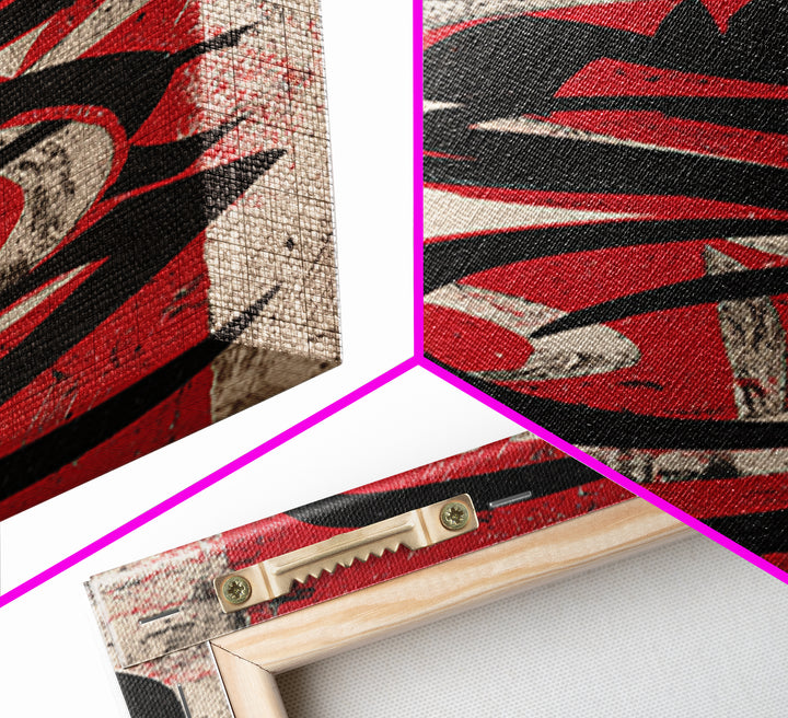 Red Black Tribal Abstract Wall Art, Modern African Canvas Print, Bold Grunge Calligraphy Poster, Afrocentric Art Decor Gift