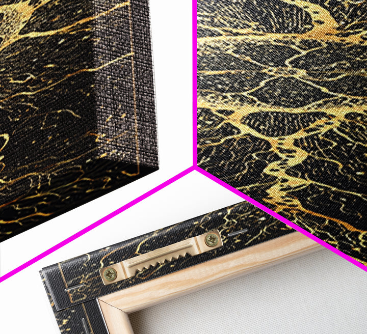 Golden Sacred Tree Of Life Wall Art, Abstract African Canvas Print, Black Gold Spiritual Decor, Mystical Nature Poster Gift