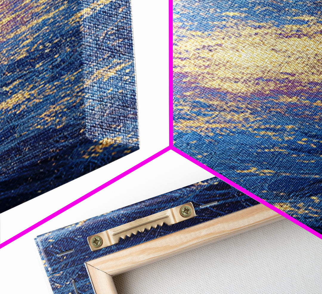 Blue Gold Abstract African Wall Art, Radiant Cosmic Canvas Print, Modern Textured Energy Decor, Luxury Home Decor Gift, Statement Piece