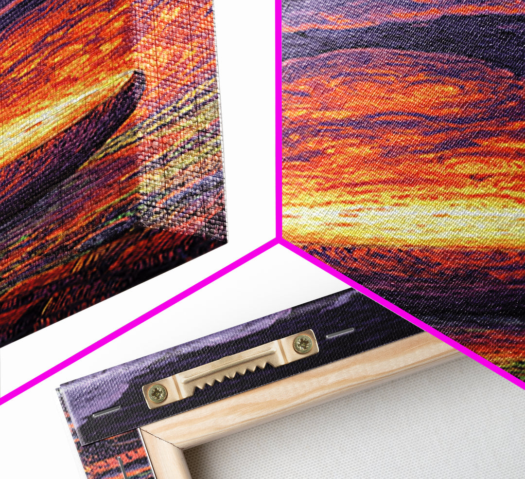 Glowing Celestial Bowl Beneath Fiery Clouds, Canvas Print, Abstract Wall Art, Dreamy Decor, Modern Home Decor Gift For Living Room