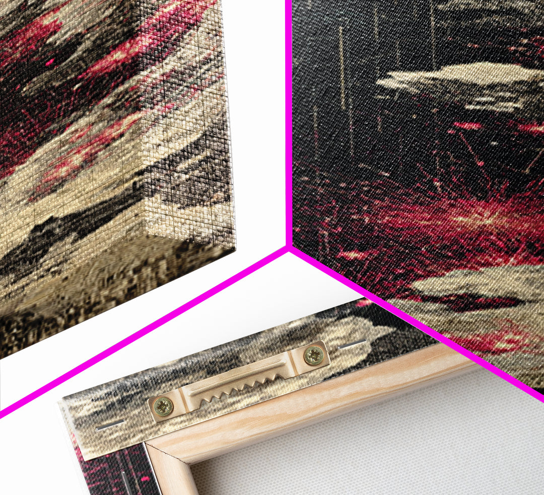 Black Pink Cosmic Map Wall Art, Abstract African Landscape Canvas Print, Modern Digital Art, Urban Statement Home Decor Gift