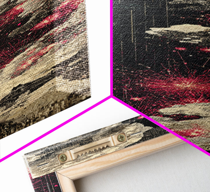 Black Pink Cosmic Map Wall Art, Abstract African Landscape Canvas Print, Modern Digital Art, Urban Statement Home Decor Gift