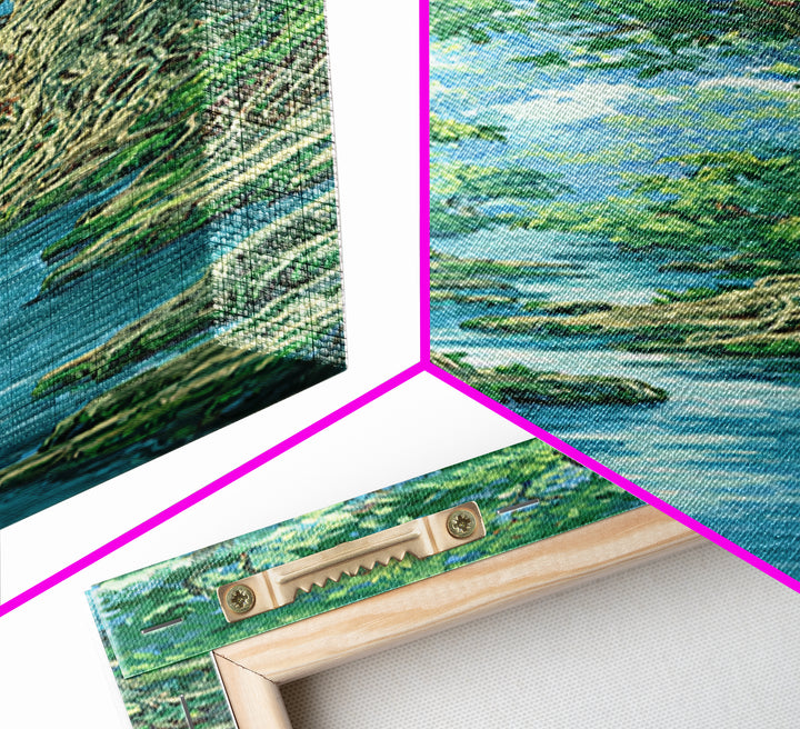 Ancient Tree River Path Through Emerald Forest Wall Art, Nature Scene, Green Landscape, Dreamy Jungle Decor For Home Print