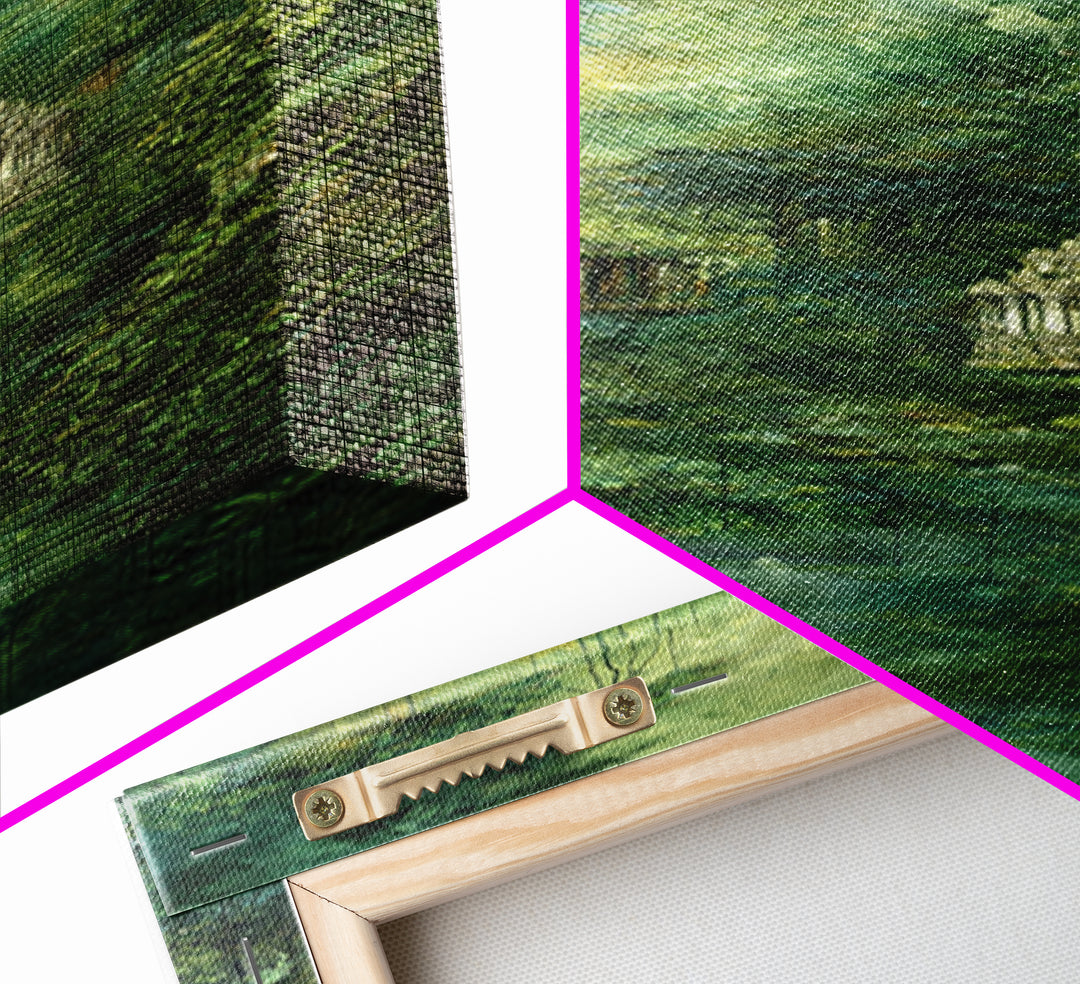 Misty Rainforest Temple With Hanging Vines Wall Art, Ancient Jungle Shrine, Spiritual Nature Scene, Green Home Decor Print