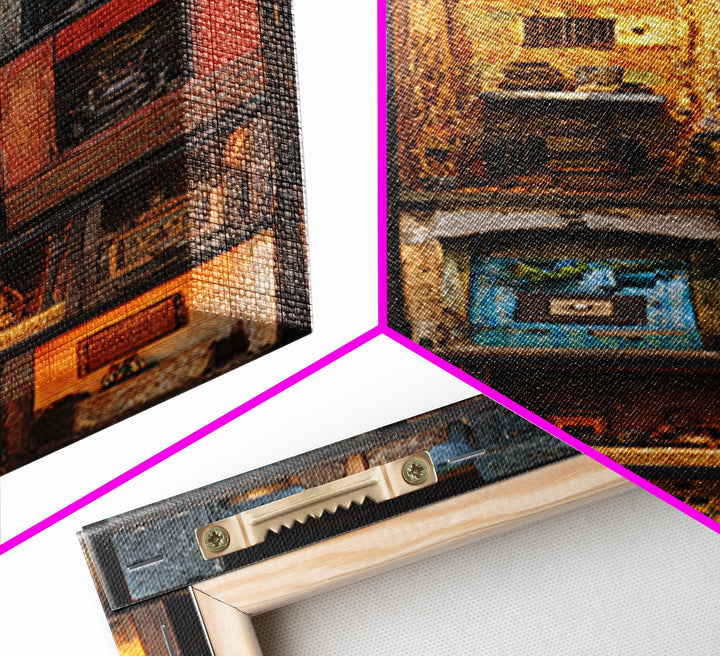 Glowing African Shrine Cabinet Wall Art, Ancestral Niches Canvas Print, Spiritual Cultural Decor, Unique Home Decor Gift