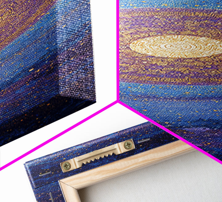 Blue Gold Cosmic Spiral Mandala Canvas Print, Abstract African Inspired Wall Decor, Spiritual Galaxy Art For Meditation Room