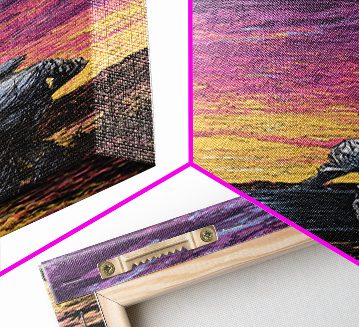 Lone Basket Carrier Under Purple Sunset, Canvas Print, African Landscape, Afrocentric Wall Art, Rural Home Decor Gift For Her