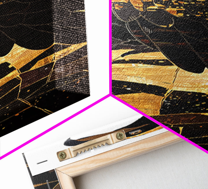 Black And Gold Falcon On Rocks Canvas Print, African Animal Art, Luxury Bird Portrait, Modern Geometric Wall Decor Unique Gift