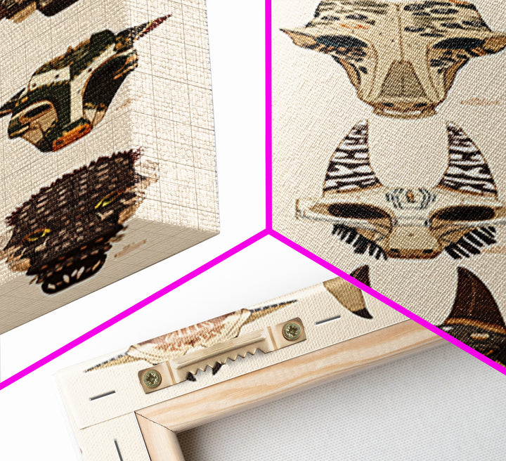 Animal Skull Mask Canvas Print, African Mask Art, Tribal Art Print, Safari Decor, Ethnic Wall Decor, Boho Home Decor Gift