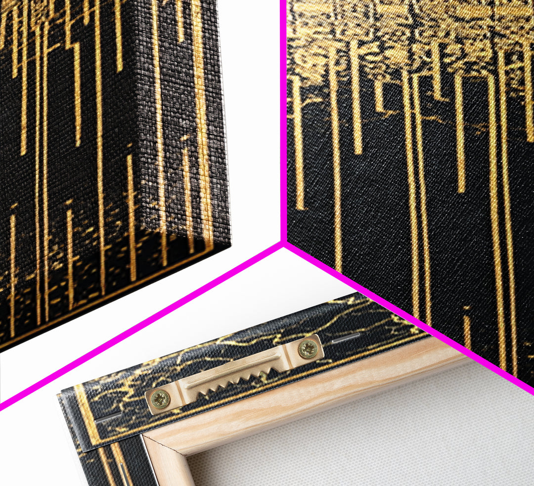 Black And Gold African Patterns Wall Art, Ancient African Art, Abstract Tribal Decor, Luxury Canvas, Cultural Home Decor