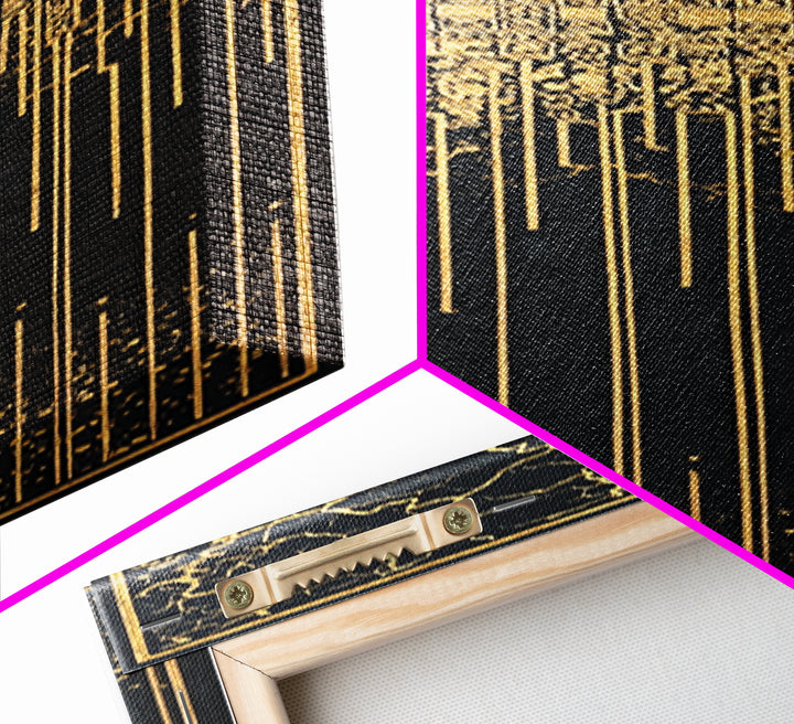Black And Gold African Patterns Wall Art, Ancient African Art, Abstract Tribal Decor, Luxury Canvas, Cultural Home Decor