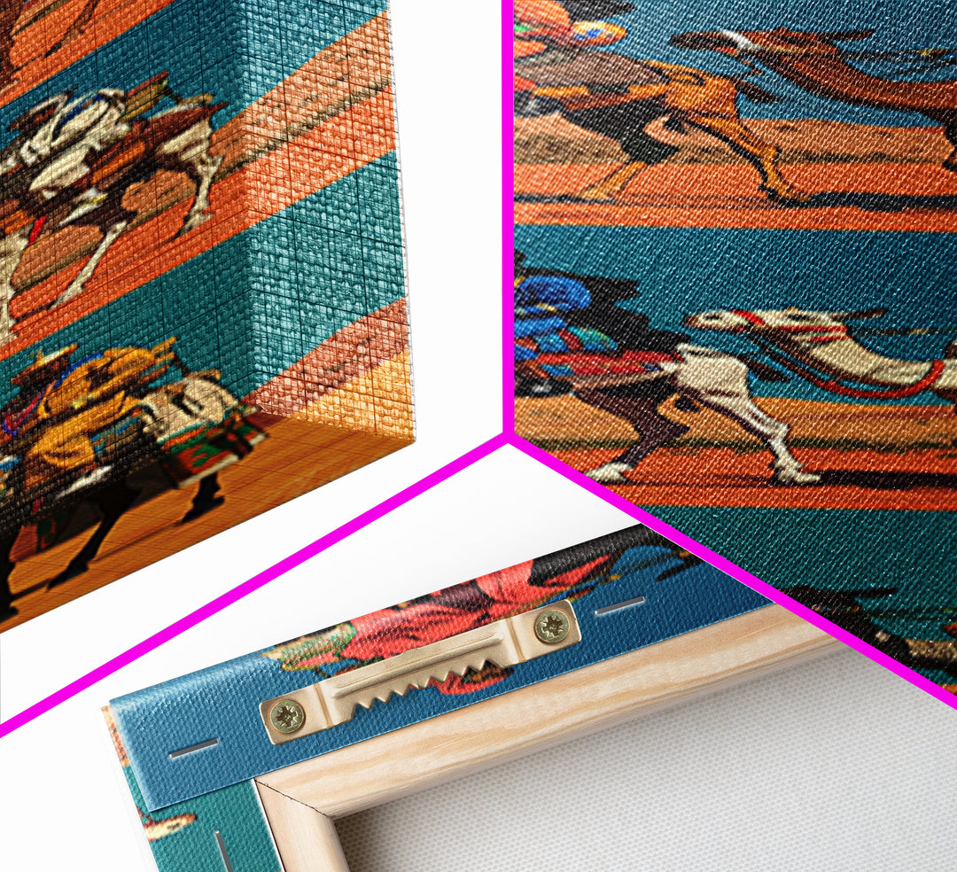Desert Camel Riders Triptych Style Wall Art, African Safari Art, Nomad Travel Poster, Colorful African Print, Boho Decor