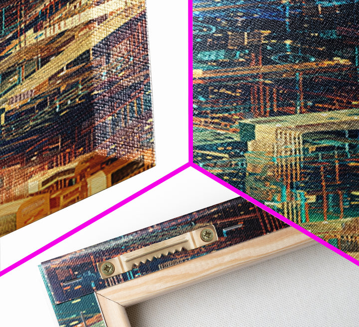 Neon Cyberpunk Megacity Wall Art, Futuristic Cityscape Canvas Print, Modern Urban Decor, Sci Fi Architecture Poster, Tech Noir Gift