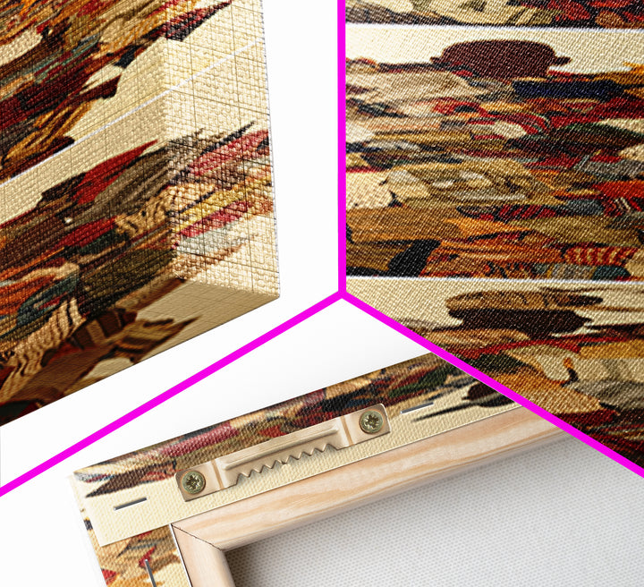 Patchwork Collage Figure Triptych Wall Art, African Fabric Abstract Portraits, Boho Textile Decor, Modern Canvas Print Gift