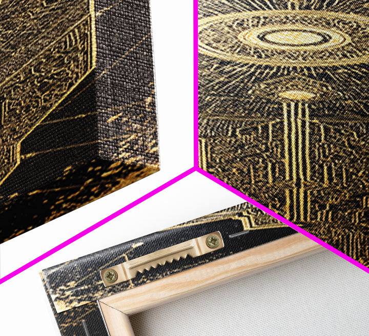 Black Gold Geometric African Shield Wall Art, African Abstract Art, Modern Canvas Art, Afrocentric Decor, Luxury Canvas Print