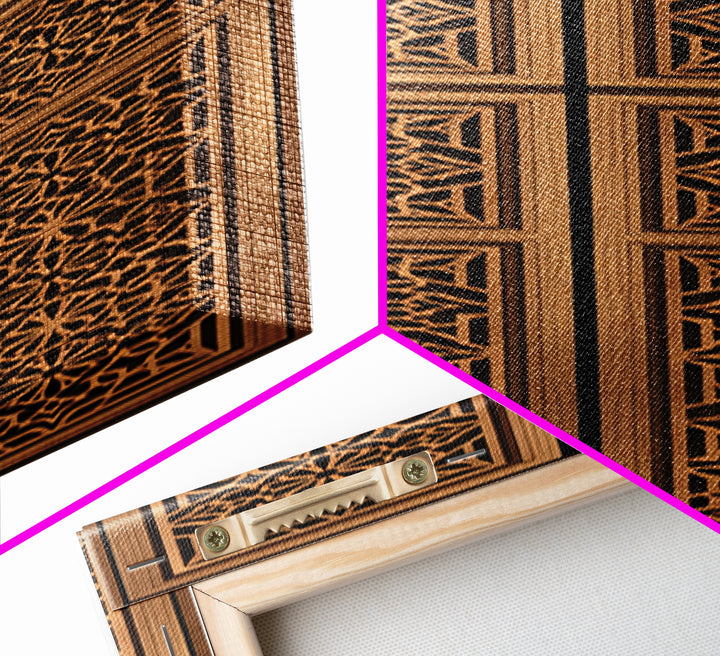 Tan Geometric African Pattern Door Panels Canvas Print, African Tribal Decor, Boho Wall Art, Minimalist Decor, Unique Home Decor