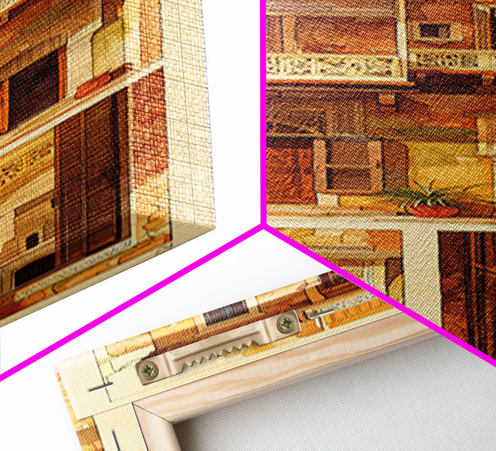 Ornate Balconies And Carved Doors Wall Art, Moroccan Architecture Canvas Print, African Inspired Boho Home Decor Gift For Her