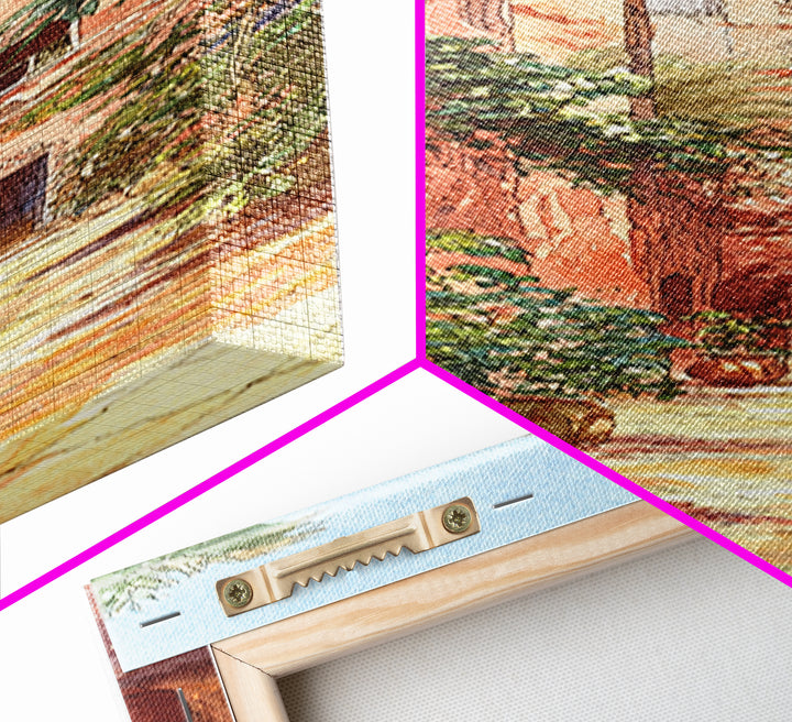 Moroccan Terracotta Courtyard Alley With Palms Wall Art, North Africa Travel Print, Boho Mediterranean Home Decor Gift For Her