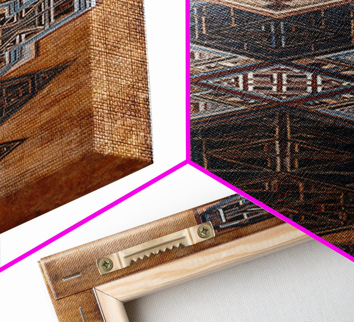 Geometric African Textile Pattern Canvas Print, Tribal Mud Cloth Wall Art, Earth Tone Cultural Decor For Boho Home Decor