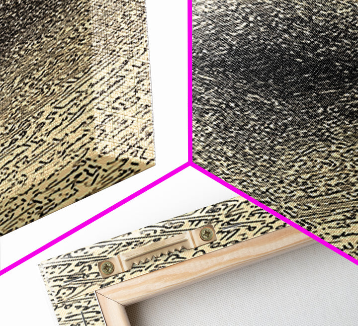 Abstract African Calligraphy Diamond Canvas Print, Beige Black Minimalist Wall Decor, Islamic Script Inspired Modern Art