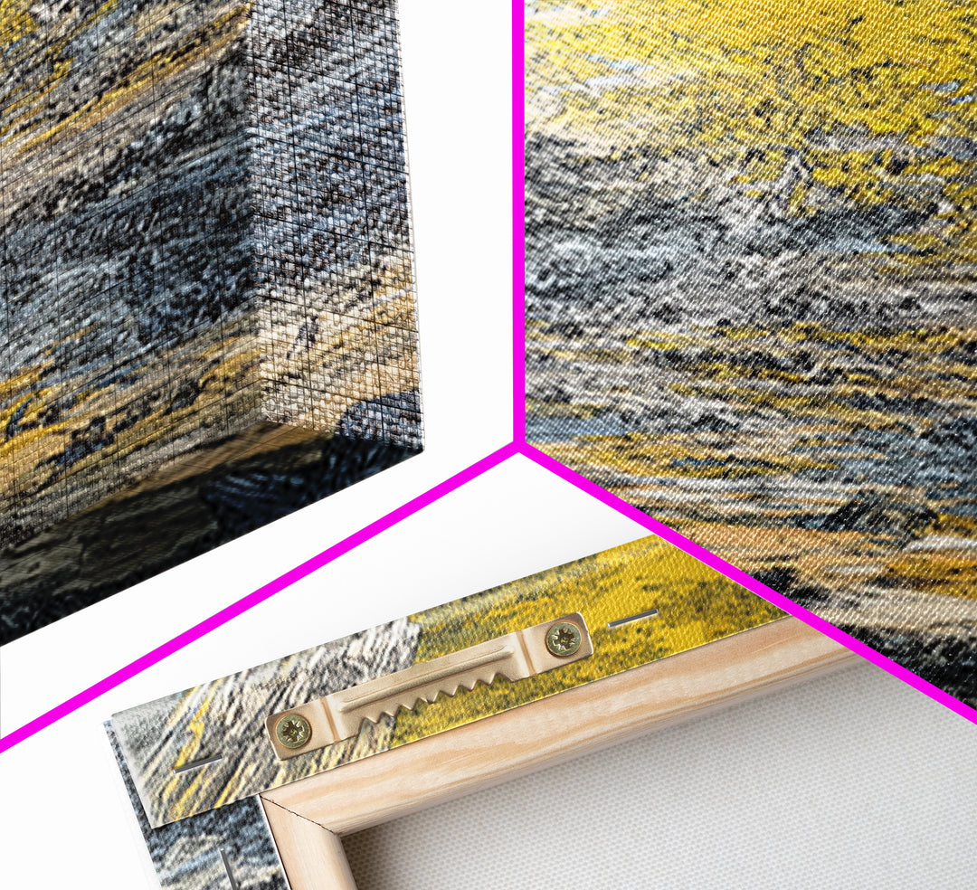 Golden Abstract City Canyon Wall Art, Urban Skyline Painting, Modern African Art, Textured Canvas, Living Room Decor, Office Art